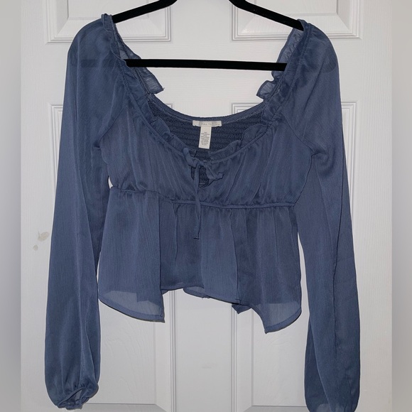 Full Tilt Navy Blue Blouse smocked top size medium - Picture 1 of 4